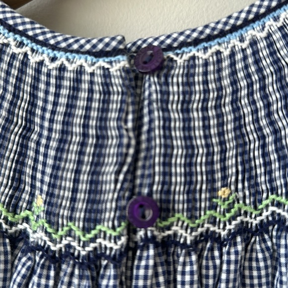 Rosalina Smocked Gingham Embroidered Cow Dress puff sleeve 5 - Picture 7 of 8